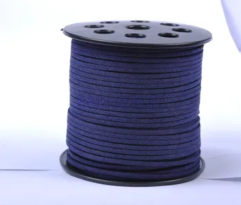 100yards/ Roll Tumši Zilā Mākslīgās Zamšādas Samta Ādas Aukla+3mm X 2mm DIY Rotaslietas Aproce, Kaklarota, Virves Stīgu Piederumi