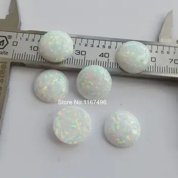 10pcs/daudz OP17 15mm Kārta Cabochon Opal Sintētisko Kārta sniegbaltīte Cabochon Opāls balta kārtu opāls