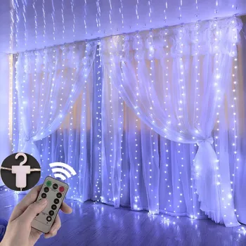 3m LED String Gaismas Ziemassvētku Aizkaru USB Pasaku Gaismu ar Tālvadības Vainags Kāzu Jauno Gadu Logs Mājas Āra Istabas Interjeru