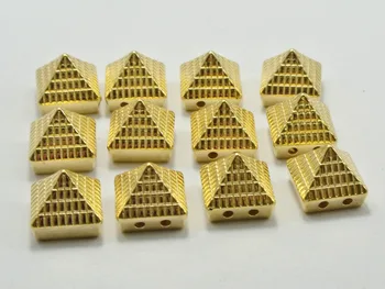50 Zelta Toņa Metāliskais Roks, Punk Kvadrātveida Piramīdas Smaile, Krelles, lai aproce 10X10mm