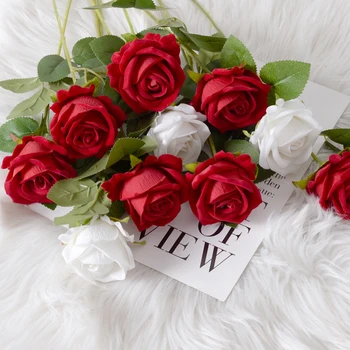 5gab Mākslīgo Rožu Ziedu Pušķis Skaistas Rozes, Kāzu Mājas Galda Dekori Organizē Viltus Augi Valentīna Diena Klāt