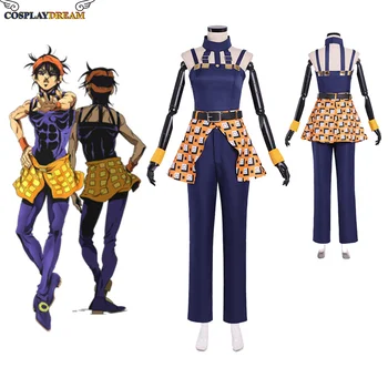 Anime JoJo Dīvaino Piedzīvojumu hirga Narancia Cosplay Kostīmu Ghirga Narancia Apģērbs Top Bikses Kleita Golden Vēja Vienotus