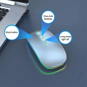 Bluetooth Bezvadu Peli Uz Datora, DATORU, Klēpjdatoru MacBook 1600 DPI Pelēm ar RGB Apgaismojums Ergonomisks Lādējamu USB, Spēļu Pele