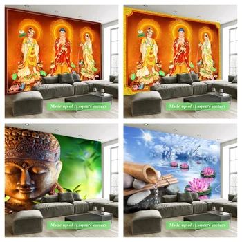 Budisms Tapetes Liela Pasūtījuma Zelta sienas Sienas, lai Dzīvojamā Istaba Dekori Plakātu Dīvāns TV Fonā Mājas Guļamistaba papel de parede