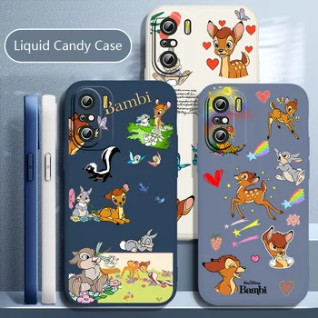Disney Gudrs Bambi Phone Gadījumā Xiaomi Redmi K50 K40 10X 10 9T 9AT 9.A 9.C 9 8 8 7 6.A 5.A Pro Šķidruma Virves Būtiska Vāku Soft Atpakaļ