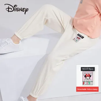 Disney Sporta Bikses Mickey Mouse Vafeļu, Kokvilnas Bikses Meitenēm Gadījuma Sviedru Absorbējošu Pavasarī un Rudenī Kabatas Bērnu Apģērbs