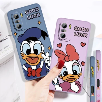 Donald Duck Gudrs Disney Redmi K50 K40 Spēļu K30 K30S 10 10X 9A 9 9T 9.C 9AT 8. 8.A 7 5G Šķidrums pa Kreisi Virves Mīksto Telefonu Gadījumā