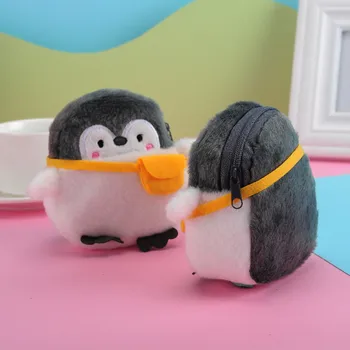 Gudrs Plīša Pingvīns Monēta Maku Soft Mini Multfilmu Monēta Maku Kawaii Datu Līnijas Maisu Vienkāršība Izturīgs Plīša Monēta Maku Piederumi