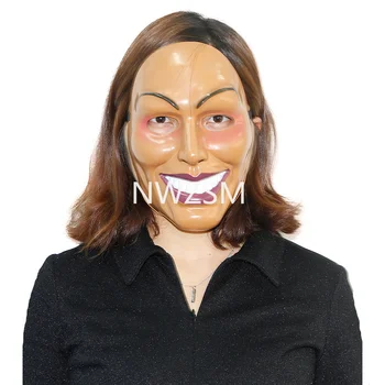Halloween kostīmu filmas Maska terora Tīrīšanas vīriešu un sieviešu smaidošas sejas, plastmasas maska sejas apdare