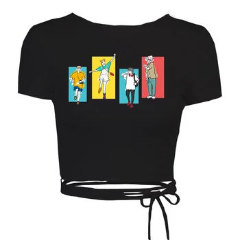 Jujutsu Kaisen drukāt Kultūraugu Top Pārsējs Backless T Krekls Sievietēm Y2k Estētisko Apģērbu Modes Kawaii Īsām Piedurknēm Tshirts