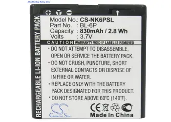 Kamerons Ķīnas 830mAh Akumulators BL-6P, BP-6P Nokia 6500, 6500C, 7900, 7900P, lai Mobiado 105 Damaskā, lai Seecode S40