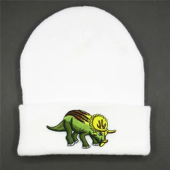 Kokvilnas dinozauru dzīvnieku izšuvumi Sabiezēt, adīta ziemas cepure siltā cepure Skullies klp beanie cepure, lai mazulis vīrieši sievietes 373