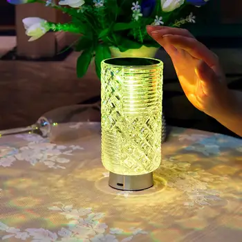 LED Kristāla Galda Lampas Rožu Gaismas Projektors Touch Regulējams Romantiska Diamond Atmosfēra, Viegls USB Touch Nakts Gaisma