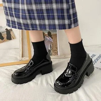 Mazās ādas kurpes Japāņu sieviešu 2022. gada rudenī jaunās Britu koledžas stila Mary Jane kurpes biezs papēdis biezu zoli kurpes sievietēm