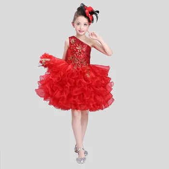 Meitenes Princese Baleta Kleitu tutu Sarkanā krāsā bez Piedurknēm Puse Deju Profesionālā Baleta Kleitas tutu Tērpus, Deju Leotard valkā