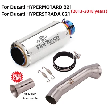 Paslīdēt Uz DUCATI Hypermotard 821 2013. - 2018.gadam Hyperstrada 821 Motociklu Izplūdes Sistēmas Muffler Aizbēgt Modificētu Vidū Saiti Caurules