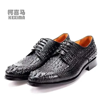 piliyuan jaunu krokodila Ādas kurpes vīriešu jaunu biznesa Britu veselas ādas dabiskās ādas Vīriešu kleitu kurpes