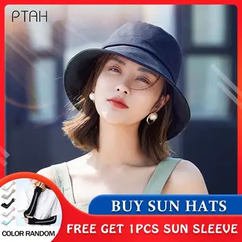 [PTAH] Vasaras Kausa Cepures Sieviešu UPF 50+ Platām Malām tīrtoņa Krāsu Vienkāršs, Universāls, Pludmales Cepures Elpojošs Saules Aizsardzības Vizieri