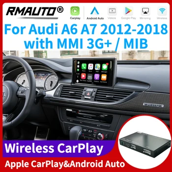 RMAUTO Bezvadu Apple CarPlay MMI MIB Audi A6 A7 2012-2018 Android Auto Spoguli Saites AirPlay Atbalstu Apgriezto Attēlu Automašīnu Spēlēt