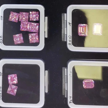 Rozā krāsas kvadrāta formas zaudēt moissanite 4.5x4.5 mm-6.5x6.5mm 1gb Iedomātā krāsu GRA Sertifikācijas Dimanti