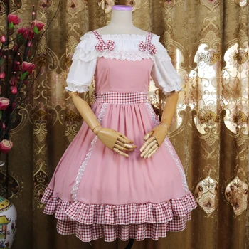 Salds lolita kleita vintage bowknot gudrs drukāšanas augsta vidukļa princeses viktorijas siksna kleita kawaii meitene gothic lolita cos loli