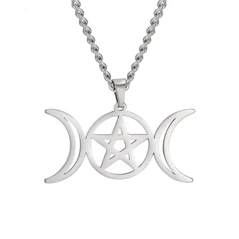 Trīs Posmu Dieviete Kaklarotas Simetrija Pentagramma Mēness Kulons Sievieti Meiteni Festivāls Šarmu Rotaslietas