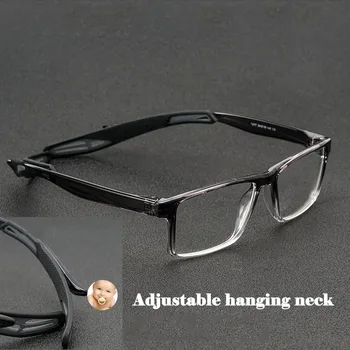 Ultravieglajiem neslīdoša Sporta Izjādes Lasīšanas Brilles Vīriešiem TR90 Regulējams Karājas Kakla Presbyopic Brilles Modes Pilna Loka 25 75 175