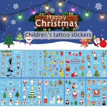 Ūdensnecaurlaidīgus Pagaidu Tetovējumu Uzlīmes Bērniem-Ziemassvētku Vecītis, Ziemassvētku Eglītes Tetovējums Bērniem Ziemas Elementi Viltus Tetovējums Meitenes